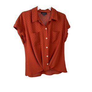 Fortune & Ivy Women's Blouse Burnt Orange Medium